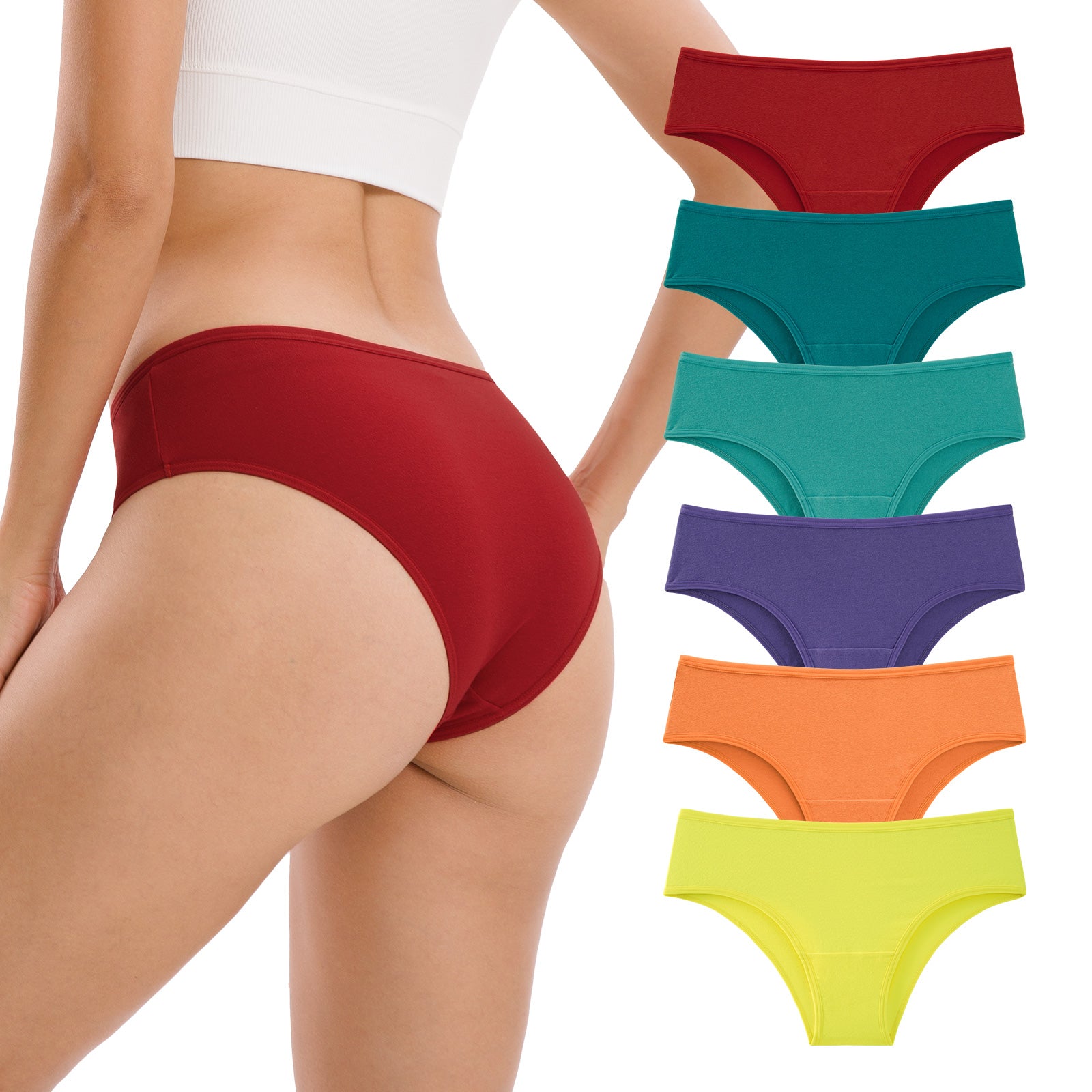 Women's Underwear Cheeky Hipster Panties Breathable Cotton Panty 6-Pack