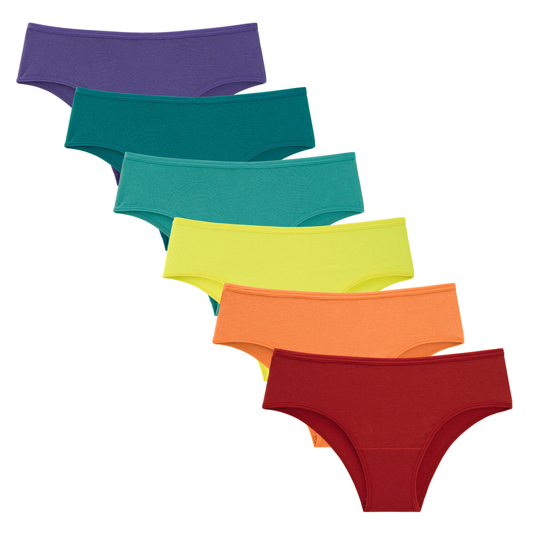 Women's Underwear Cheeky Hipster Panties Breathable Cotton Panty 6-Pack