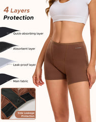 Women's Cotton High Waisted Period Boxer Underwear 3-Pack