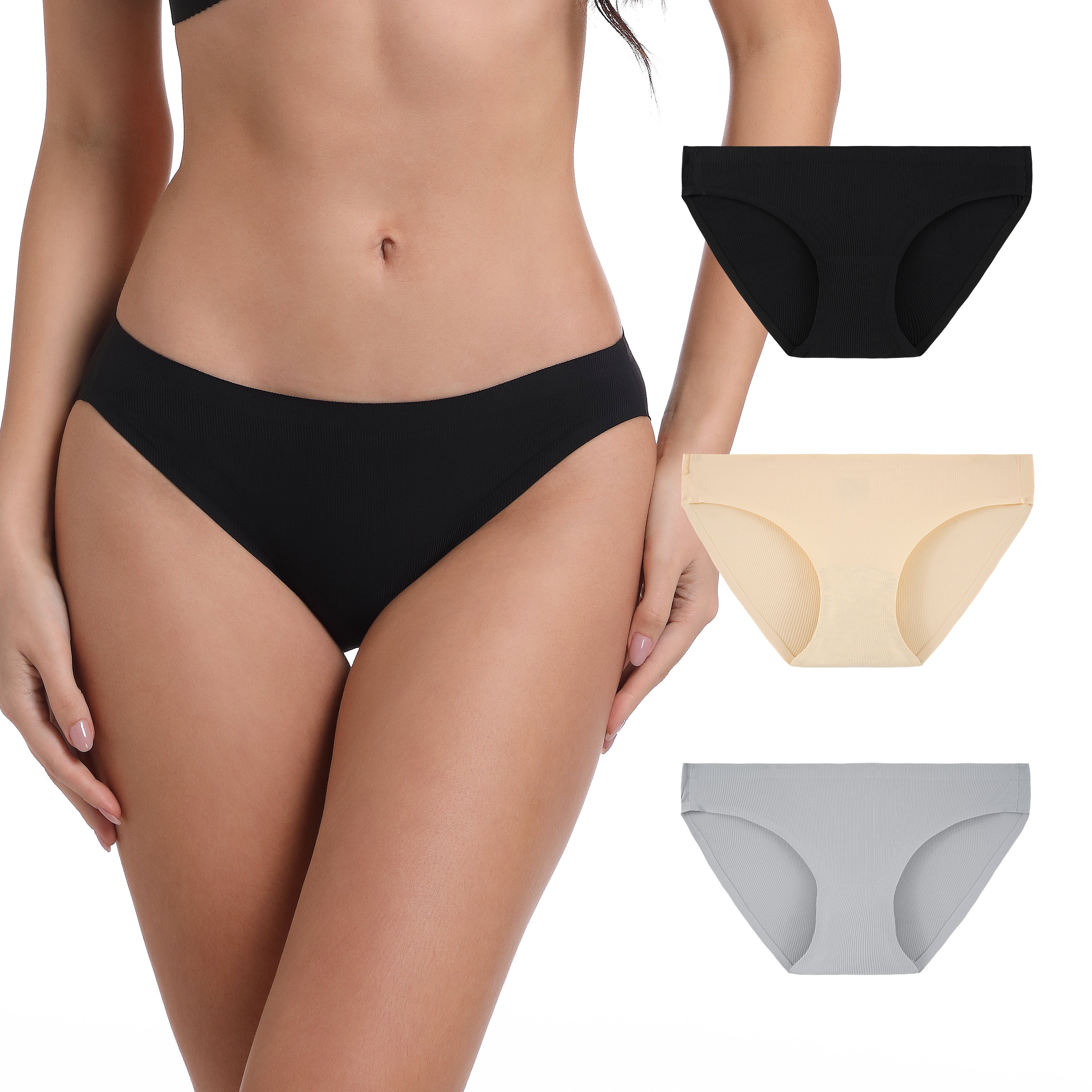 Women's Underwear Seamless Nylon Bikini Panties 3-Pack