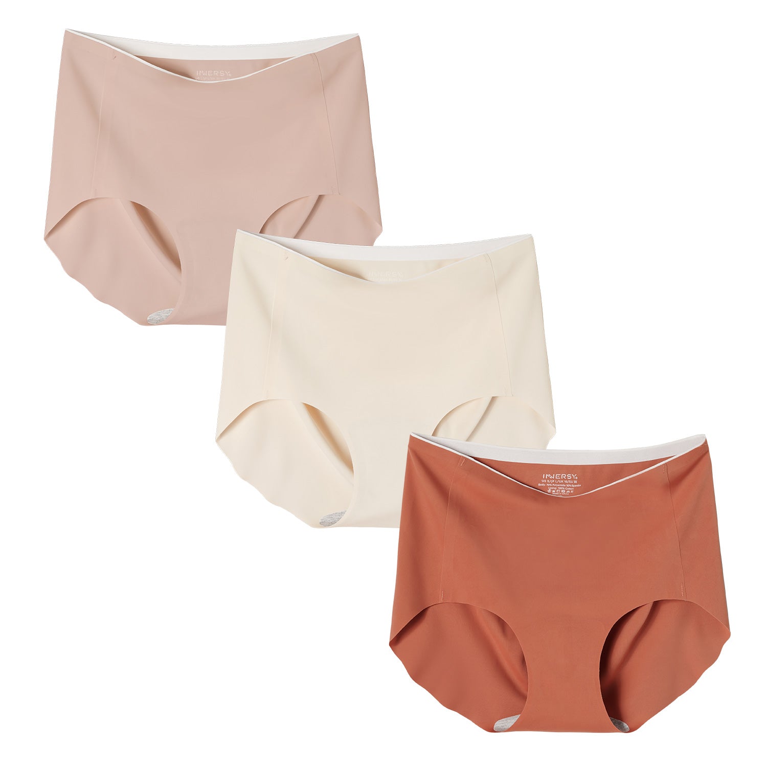 Women's No Show Briefs High Waist 3-Pack