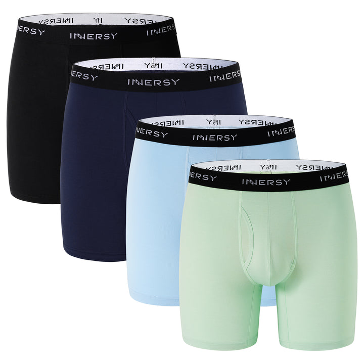 Men's Bamboo Viscose Boxer Briefs Moisture-Wicking Underwear 4-Pack