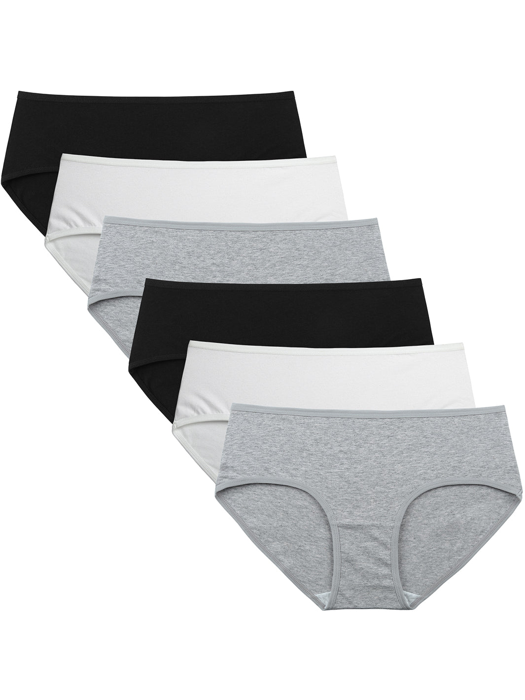 INNERSY Women's Underwear Packs Cotton Panties Hipster Regular & Plus Size  Pack of 6 (M, Dark basics with gray hem) 