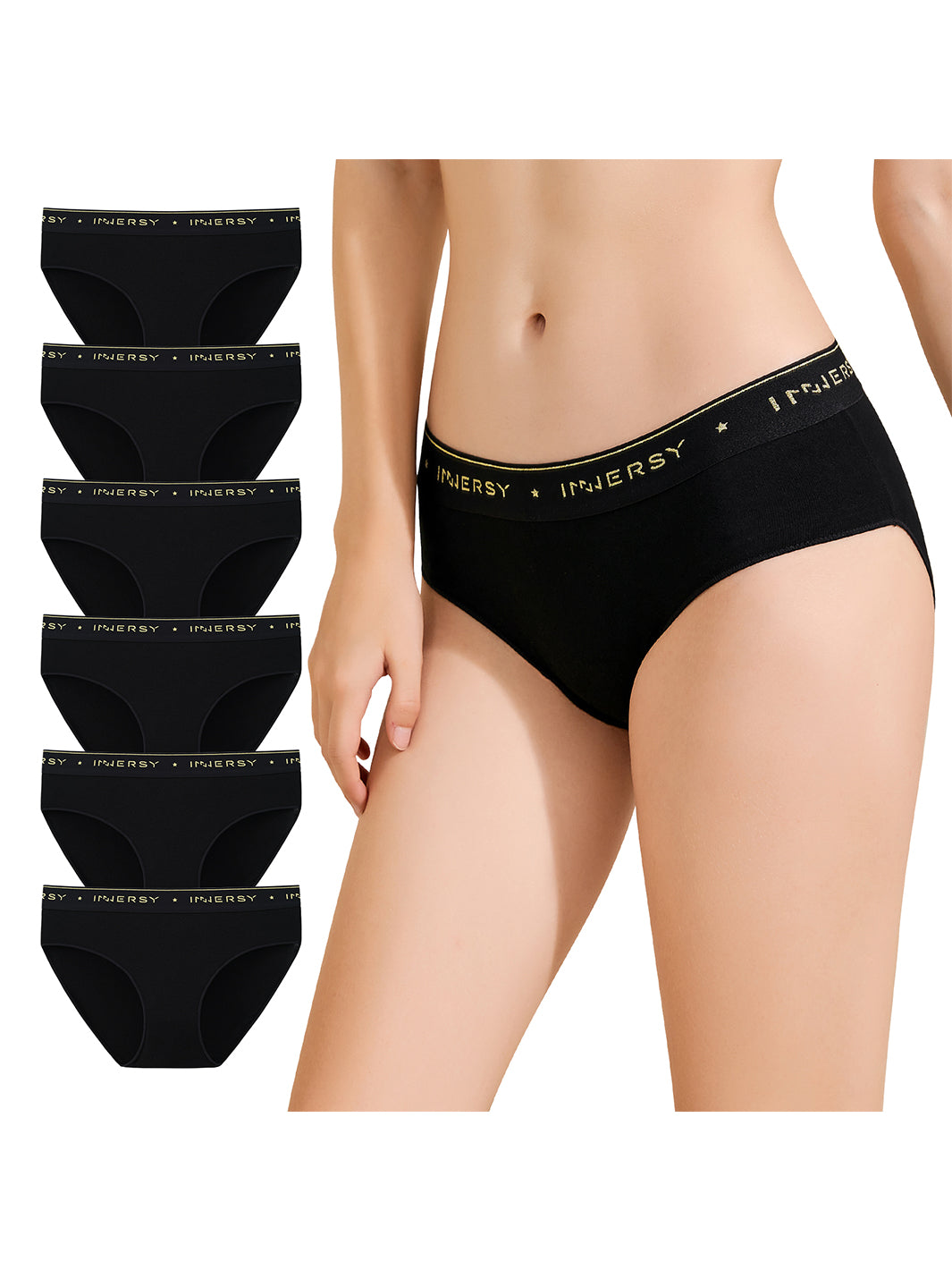 INNERSY Underwear for Women Cotton Hipster Panties Wide Waistband