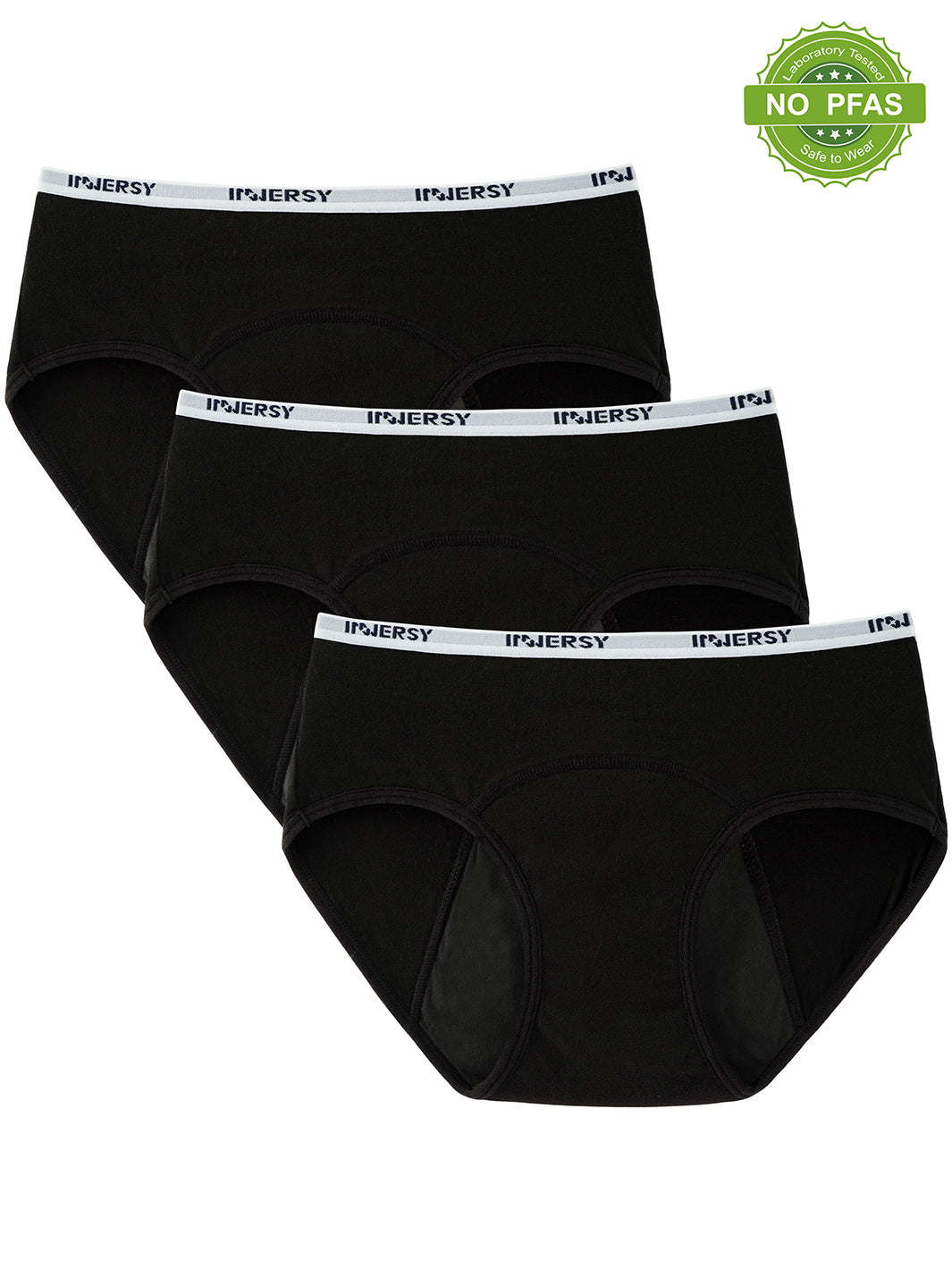 INNERSY Girls' Period Underwear for Teens Age 8-16 Cotton Boxers Panties  3-Pack(M(10-12 yrs),Black/Grey/Green) 