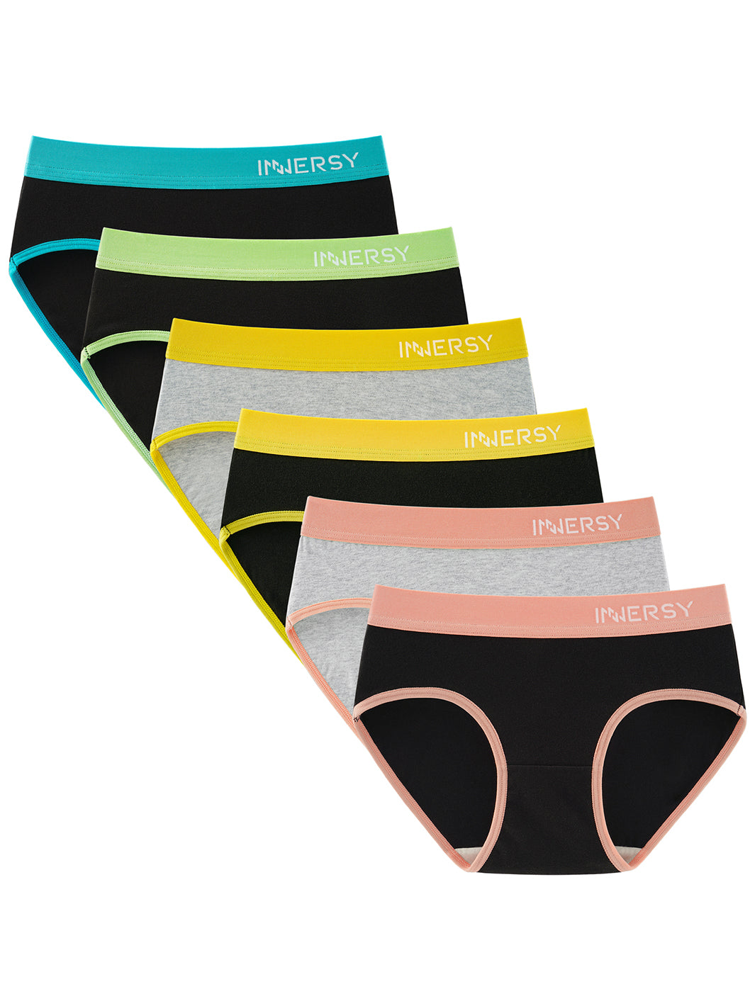 Teen Girls' Contrasting Color Briefs 6-Pack