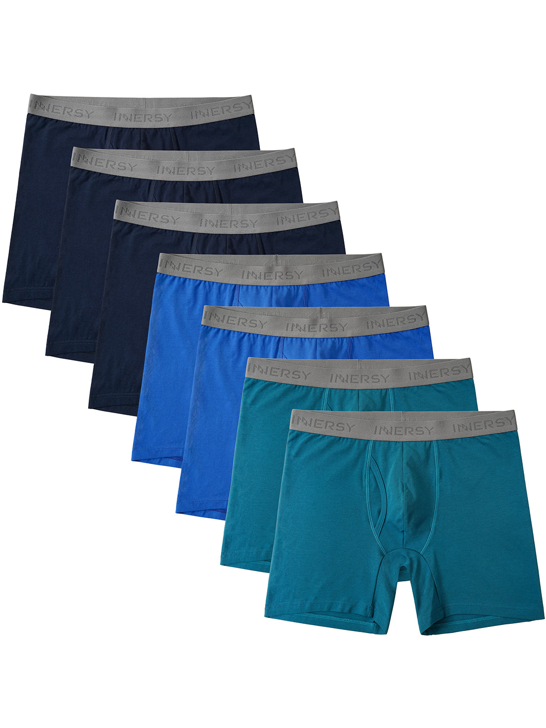 INNERSY Men's Mesh Boxer Briefs Cooling Breathable Sports Underwear W/Fly  4-Pack (L, Black/Lake Blue/Charcoal Gray/Cream Gray) 
