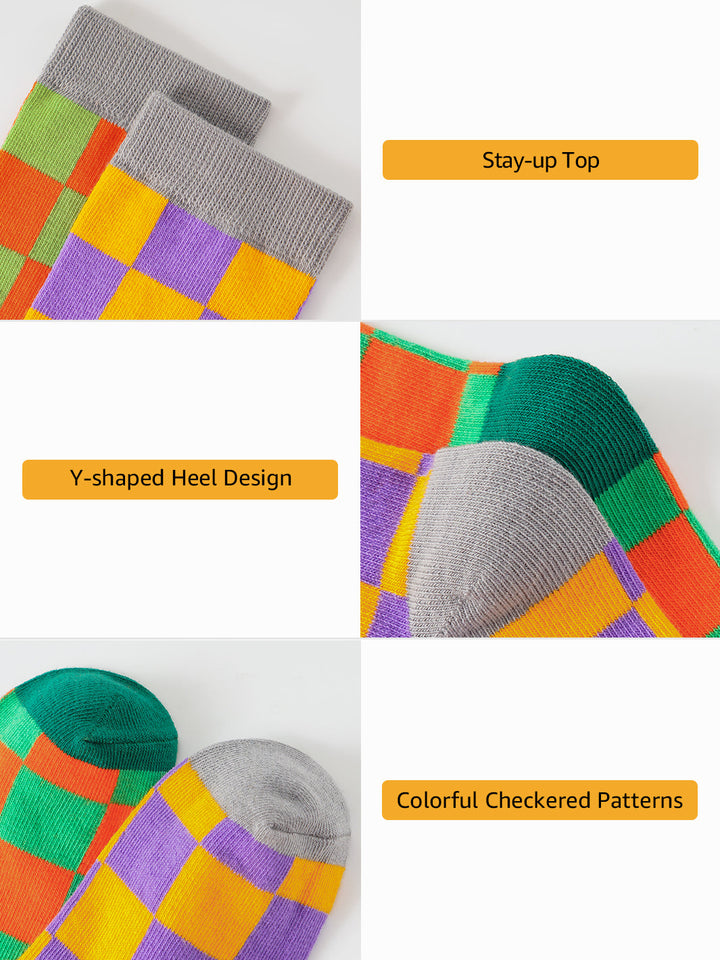 Kids' Cotton Checkered Socks 5-Pair