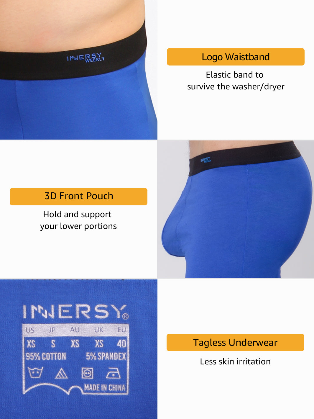  INNERSY Mens Boxer Briefs Cotton Stretchy Underwear 7 Pack  For A Week