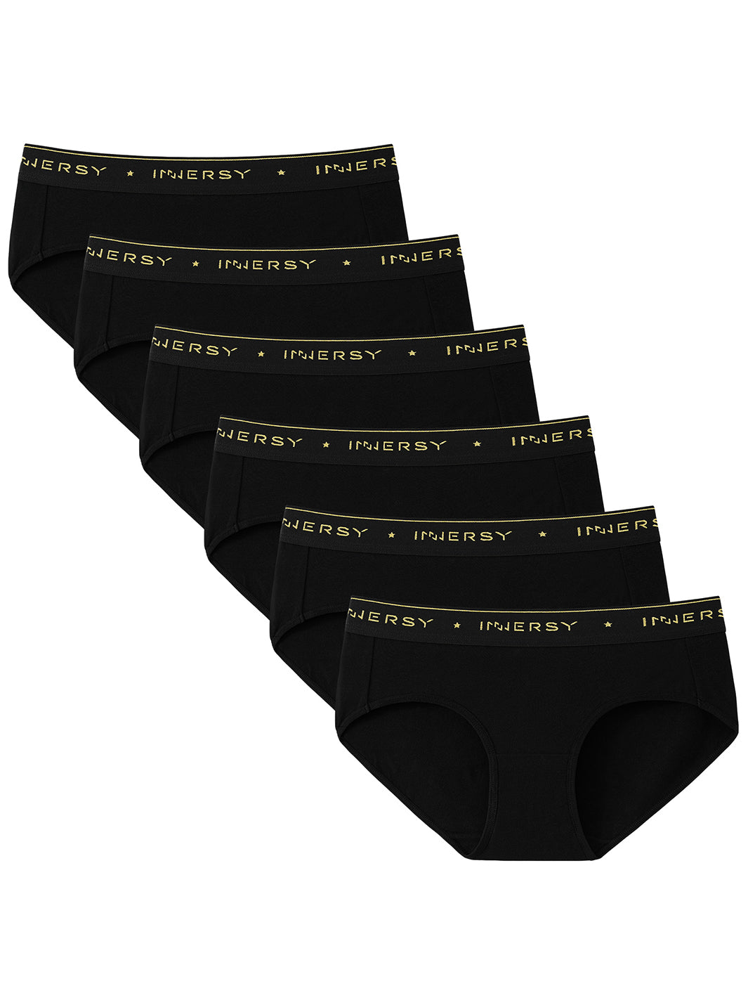 INNERSY Womens Underwear Packs Cotton Hipster Panties Mid/Low Rise 6-Pack  (S, Bright)