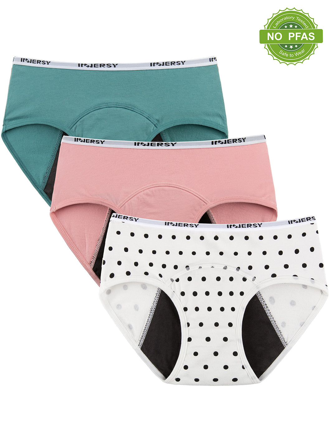 INNERSY Period Panties for Girls Cotton Menstrual Underwear for First  Period Starter 3-Pack (M(10-12 yrs), Various Black)