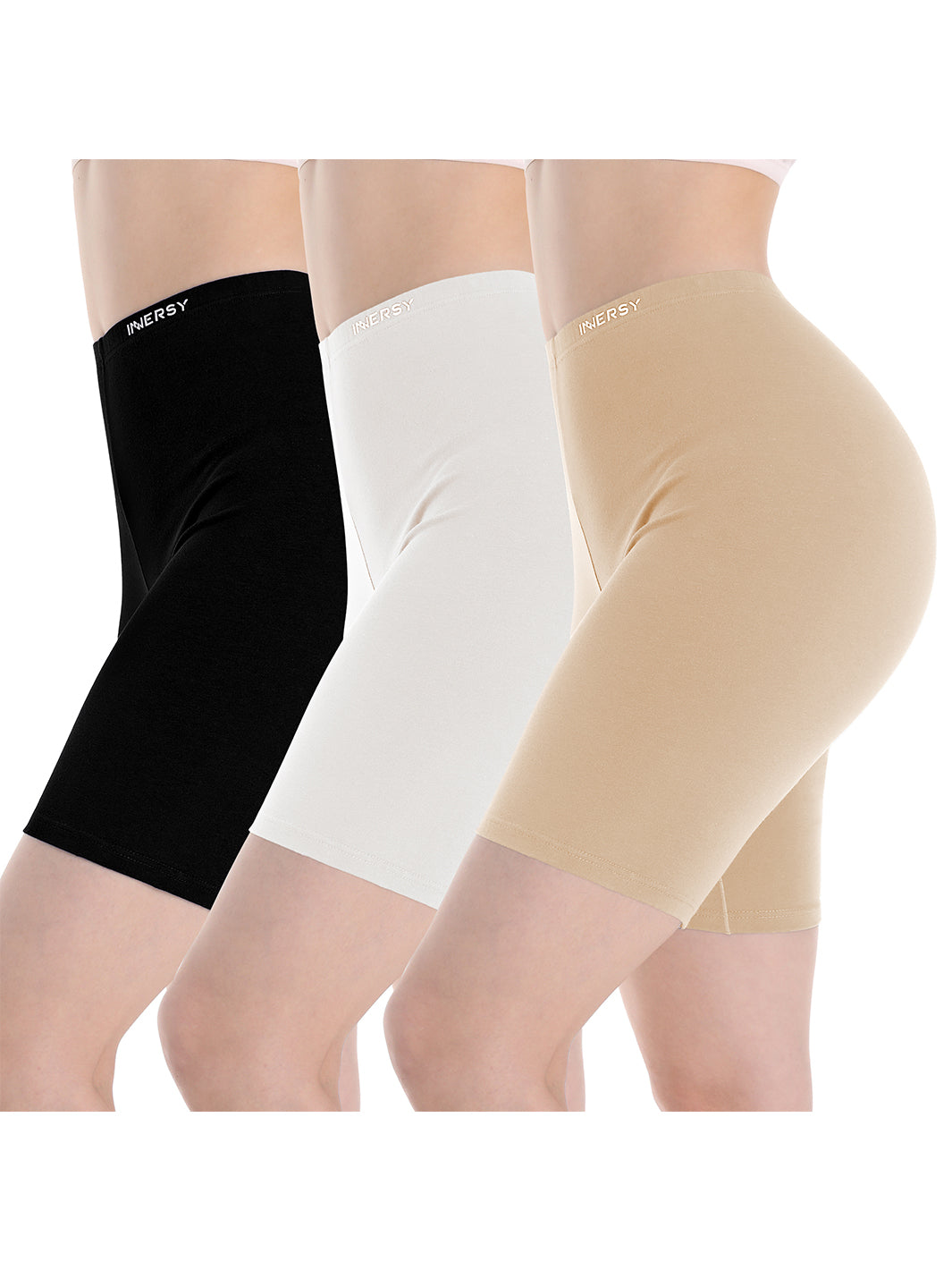 INNERSY Womens Slip Shorts High Waisted for Under Dresses Anti Chafing  Shorts 3-Pack(Black Nude White,Small) : : Clothing, Shoes &  Accessories