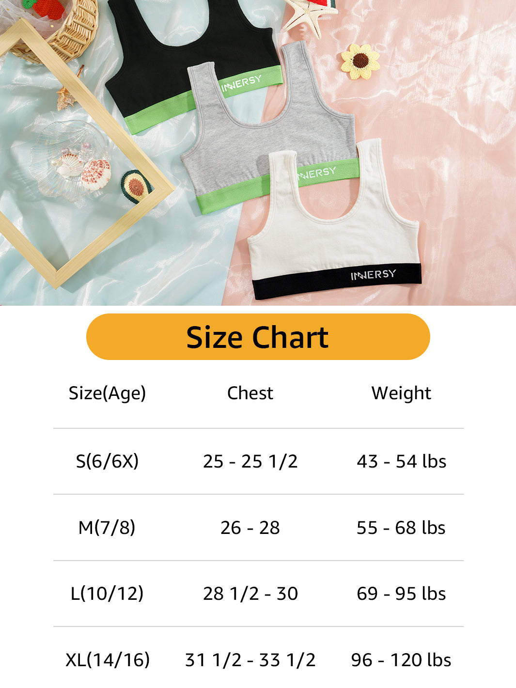 Buy Big Girls' Hasp Small Vest Design Wireless Bra Underwear Size