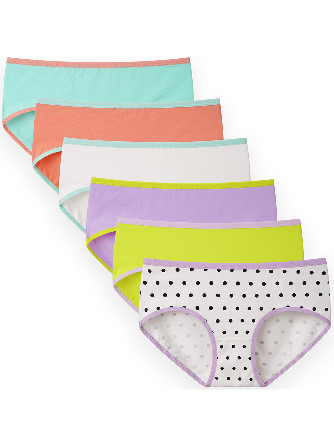 Girls Cotton Underwear Briefs - Pack of 6, Breathable & Assorted Prints,  Ages 2-6
