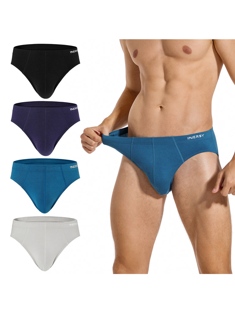 INNERSY Mens Tagless Briefs Covered Waistband Cotton