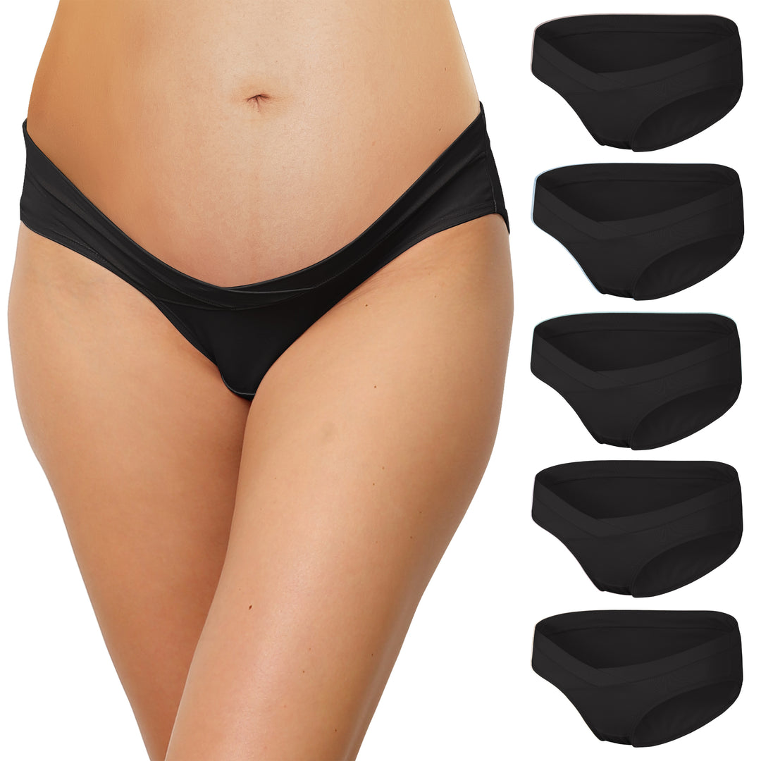 maternity underwear with one model wearing a black one